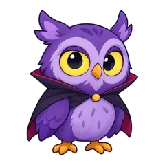 Count Hoot, a sleepy owl in a cape