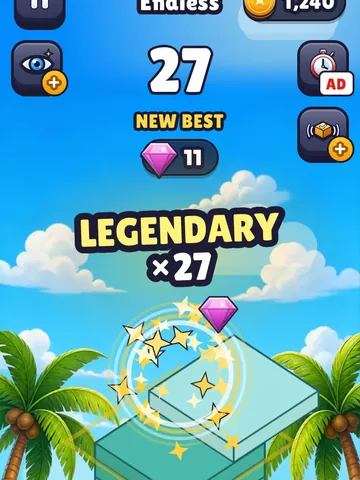 Endless mode, 27 blocks high with a new best