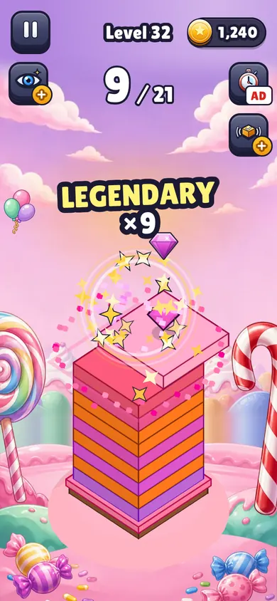 Candy: a tower between a lollipop and a candy cane