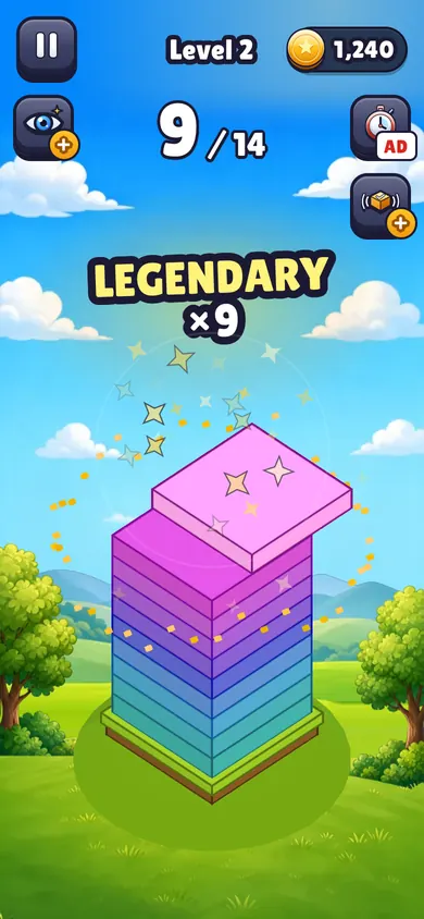 Sunny Hills: a tower rising over green hills